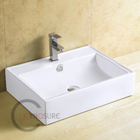 Vasque en céramique murale personnalisée à prix de gros, design simple pour salle de bain