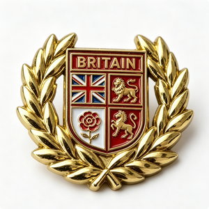 Britain Crest Metal <b>Pin</b> Gold Plated Hard Enamel Souvenir <b>Badge</b> Patriotic Design Rectangle Shape Zinc Alloy Craft - Product Image 6