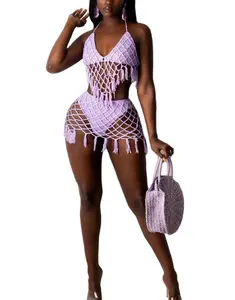 Handmade Crochet Bikini Sexy Beachwear Ladies Bathing Suit Plus Size Ladies Bikini Set Swimsuit With Cover Ups