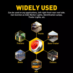 3/4 "12V feu de position LED balle ambre rouge camion remorque RV lampe latérale ronde 12V24V cadre en acier inoxydable 3 feux de signalisation LED - Product Image 6