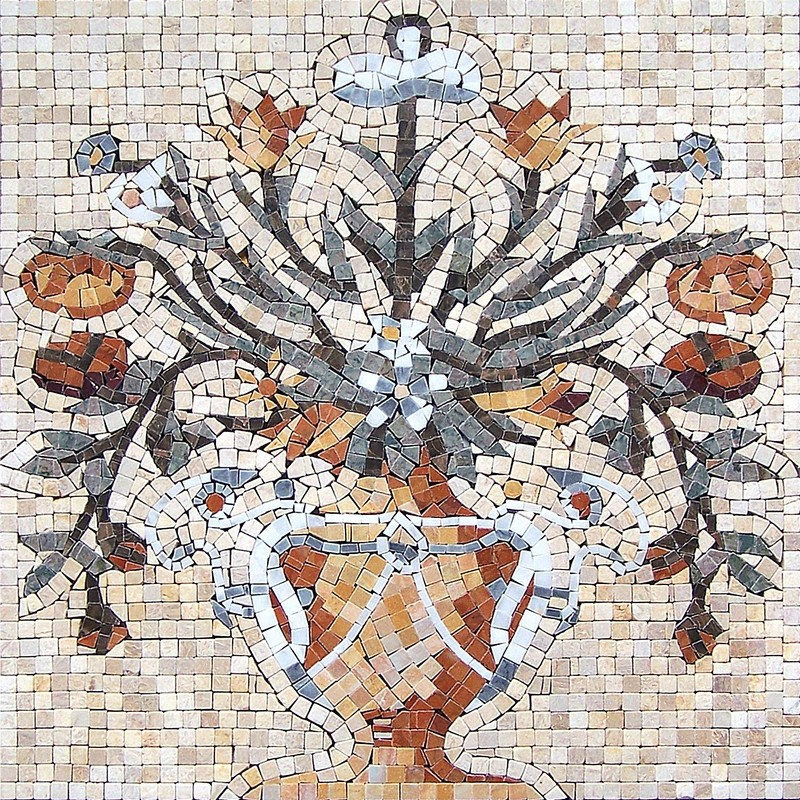 カラフルな手作りの花モザイク石アート壁画壁飾り格安床タイル