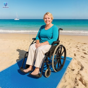 Alfombrilla de malla de poliéster personalizable, alfombrilla de acceso peatonal para silla de ruedas de playa sin arena cuadrada con logotipo personalizado, alfombrilla de acceso a la playa - Product Image 1