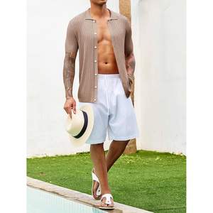 Punto de alta calidad para hombre, camisa de polo, manga corta, botón, Golf, playa, Tops, antiarrugas, patrón sólido, técnica oscura hecha de LICRA - Product Image 4