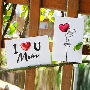 Grosir grosir grosir hati pembelian dekoratif Offset dicetak 'Happy Mothers ''terima kasih Mom' 'I cinta You' cinta kartu terima kasih
