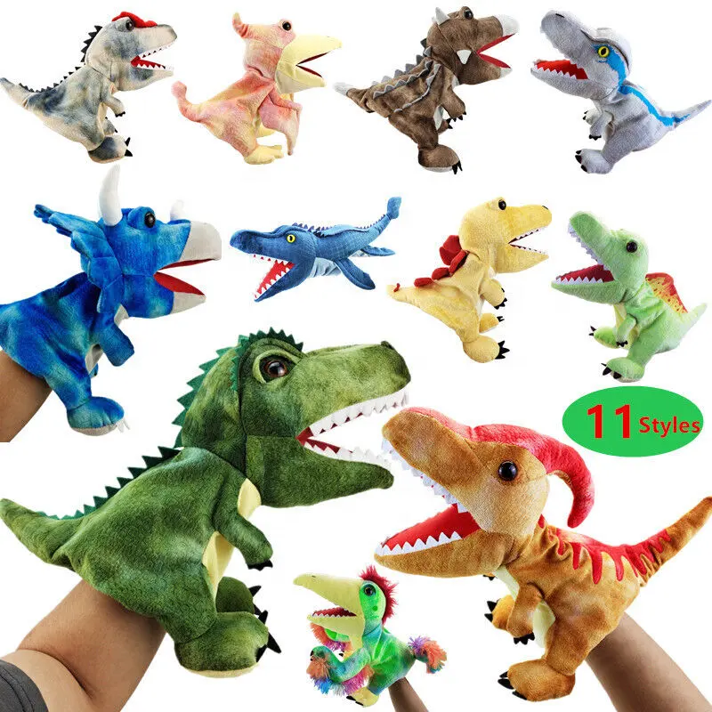 Dinosaurus Handpop Speelgoed Met Beweegbare Mond Triceratops Dier Pop Kinderen Geschenk Tyrannosaurus Rex Hand Pop Knuffel
