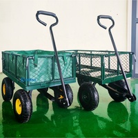 Chariot de jardin en acier robuste pour ferme et jardin, capacité de 880 lb, chariot utilitaire en métal avec côtés en maille amovibles