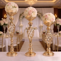 Candelabro de Tela Moderno para Decoración del Hogar, Decoración de Mesa para Bodas con Flores, Jarrones, Farol, Portavelas Hueco