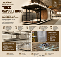 Capsule spatiale moderne de luxe pour deux personnes avec salle de bain + chambre + cuisine et balcon