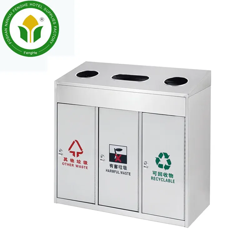 Newest arrival outdoor street stainless steel rectangular ashtray stand waste bin trash bin