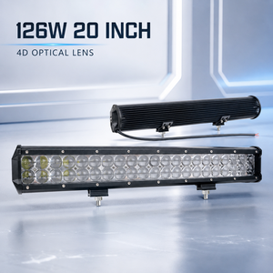Barre lumineuse <span class=keywords><strong>LED</strong></span> optique 4D de <span class=keywords><strong>20</strong></span> pouces 126W, étanche IP67, faisceau combiné, éclairage de travail tout-terrain pour camion, SUV, VTT, UTV - Product Image 1