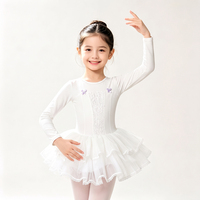 Robe de danse de ballet colorée pour filles, col haut, manches longues, tutu, justaucorps, jupe en tulle