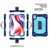 Casing Tablet Anti-Shock Heavy Duty Warna Biru Dongker untuk Redmi Pad 2 11 inci dengan Stand Rotasi 360 Derajat dan Tali Pergelangan Tangan
