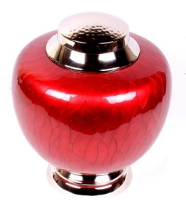 Royal Red Enamel Cremation Urn for Human Ashes Adult <b>Memorial</b> Metal Funeral Urn Decorative <b>Keepsake</b> Burial Container - Product Image 2