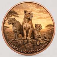Pièce de monnaie en cuivre pur 999 de 5 oz, couleur cuivre, en relief, série animaux de la savane africaine, édition UV préférée