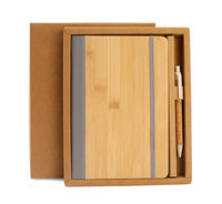 Boîte d'emballage en cuir de bambou imprimé format A5 pour carnet de notes avec fil cousu et stylo assorti-Coffret cadeau d'affaires personnalisable en vrac