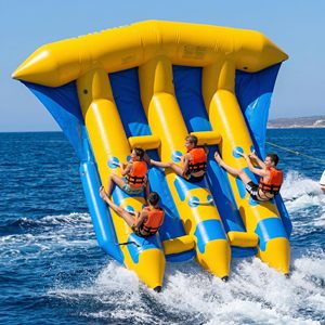 Hot Sale 6 Person <b>Inflatable</b> Flying Fish Towable Tube Heavy Duty PVC Fly Fish Boat with Electric Pump for Lake Ocean Beach Water - Product Image 2