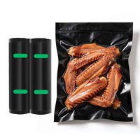 Rouleau de film à points thermoscellables en PE/Nylon noir mat recyclable pour sacs de conservation sous vide pour aliments, aliments pour animaux, sushis (lait, gelée)
