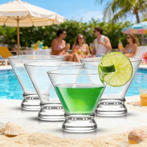 Copas de cóctel de cristal de 8 oz, diseño fruncido, base pesada, copas de martini sin tallo, elegantes y resistentes, transparentes, para bodas, fiestas en casa - Product Image 1