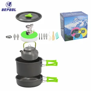 Outdoor Cooking Pots Set Kettle Tableware Sets Camping Tableware Camp cooking supplies A Set of PansHiking