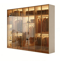 Armoire de présentation moderne en verre, placard autoportant du sol au plafond avec éclairage LED, dressing de luxe pour vêtements