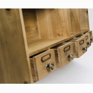 Armario de pared de madera maciza estilo nórdico con cajones y ganchos, almacenamiento de cocina, tipo montado en la pared, diseño multifuncional - Product Image 5