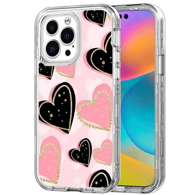 New Arrived Three Layers Shockproof Protective Cover Cute Pattern Design for Women for iPhone 14 Pro Max Case