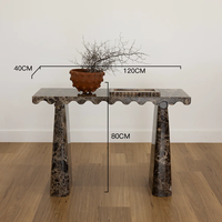Meubles KUMUSI, table console en marbre brun foncé Wabi-Sabi, pour salon, couleur personnalisée