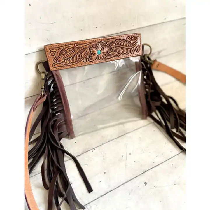 Wholesale Tooled Intricate Clear Wristlet Concert PVC Bag Western