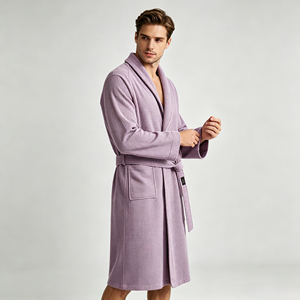 Bata de Lujo para Hombre de Fibra de Algodón, Bata de Baño Suave Personalizada, Pijama Kimono de Tallas Grandes para Hombre, Fabricante OEM, Venta al por Mayor de Fábrica - Product Image 3