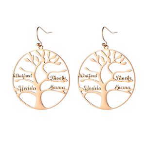 <span class=keywords><strong>Orecchini</strong></span> personalizzati con nome multiplo personalizzati stile squisito in <span class=keywords><strong>acciaio</strong></span> inossidabile <span class=keywords><strong>albero</strong></span> <span class=keywords><strong>della</strong></span> <span class=keywords><strong>vita</strong></span> <span class=keywords><strong>orecchini</strong></span> regalo per la madre - Product Image 2