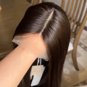 Migliori <span class=keywords><strong>Parrucche</strong></span> Kosher per Ebrei con Base in Seta, <span class=keywords><strong>Capelli</strong></span> Europei Premium Grezzi Allineati alla Cuticola, <span class=keywords><strong>Lunghi</strong></span> e Lisci, Colore Marrone Scuro Misto - Product Image 2