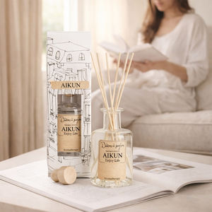 Aikun Wholesale Natural 150ml Green Tea Scent Aromatherapy Kit <b>Reed</b> <b>Diffuser</b> Gift Set with Kraft Packaging for Home Study Use - Product Image 1