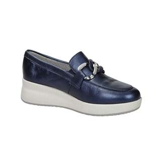 Mocassini Cinzia Soft da donna in pelle blu, slip-on, comodi. - Product Image 5