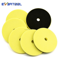 Applicateur de cire pour voiture EVERTOOL 100 mm, tampon de polissage en mousse plate jaune, fixation auto-agrippante, pour polisseuse rotative.