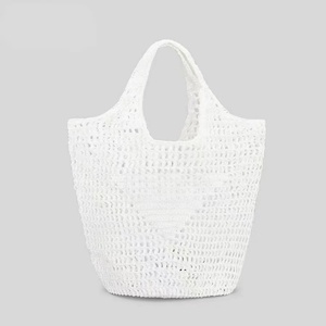 2024 tùy chỉnh phong cách cổ điển mùa hè lưới rơm Tote Túi cho phụ nữ dệt tay thời trang giấy rơm bãi biển túi hai tay cầm mở - Product Image 5