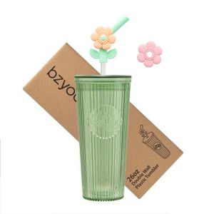 Vaso de paja floral de 26Oz en plástico verde-para él y ella - Product Image 5