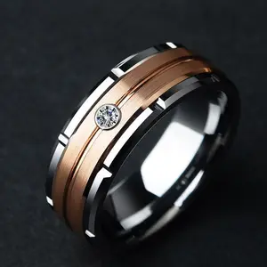 Ring 8Mm Nieuw Ontwerp Mannen Band Geborsteld Wolfraam Carbide Opaal Sieraden Ondersteuning Drop Shipping Ring