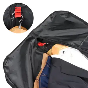 Bolsas de ropa largas para viaje, bolsa de traje impermeable negra, funda de vestido colgante con asas, funda de traje duradera