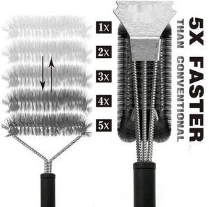 Nuevas Brochas para Parrilla 3 en 1 de Acero Inoxidable con Mango Largo de PP Resistente al Calor y Antiadherente para Limpieza de Parrillas - Product Image 3