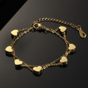 Bracelet en acier inoxydable en forme de cœur, chaîne à maillons de 7 mm, bijoux cadeau pour femmes, bracelets à breloques tendance - Product Image 3