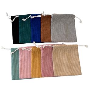 Bolsa de Cosméticos de Pana para Mujer, Estilo Tradicional, Color Sólido Fresco, con Cordón, Gran Capacidad, Monedero Portátil Suave - Product Image 2