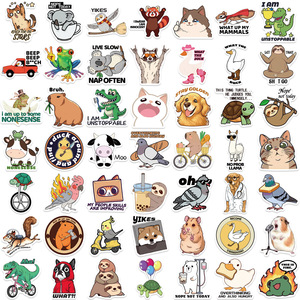 50 Uds. Pegatinas de grafiti de <span class=keywords><strong>meme</strong></span> de dibujos animados, casco de motocicleta, guitarra, equipaje, teléfono, nevera, decoración DIY, pegatinas de PVC impermeables - Product Image 2