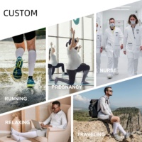 Chaussettes de compression respirantes à motif géométrique, hauteur genou, avec soutien gradué, antidérapantes, pour le sport, les soins infirmiers, les voyages et la grossesse