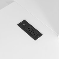 Lit superposé complet avec bureau en U, prise de courant, éclairage LED RGB intelligent, 3 tiroirs de rangement et étagères de rangement, blanc