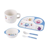 Ensemble de vaisselle en fibre de bambou écologique réutilisable, certifié CE, imprimé sur mesure, assiettes, bols, tasses et cuillères-fourchettes incassables – Vente en gros