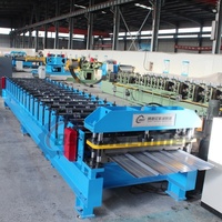 Rouleau de toit en tôle trapézoïdale fabriqué en Chine formant la machine à feuilles de fer avec contrôle PLC et enrouleur hydraulique