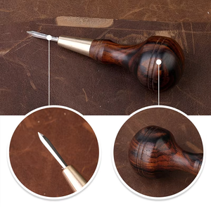 Ahşap Saplı Su Kabağı Deri İşleme Aletleri Manuel Dikiş Sivri Ucu 5/6mm DIY Deri Aletleri El Sanatları Sivri Ucu - Product Image 2