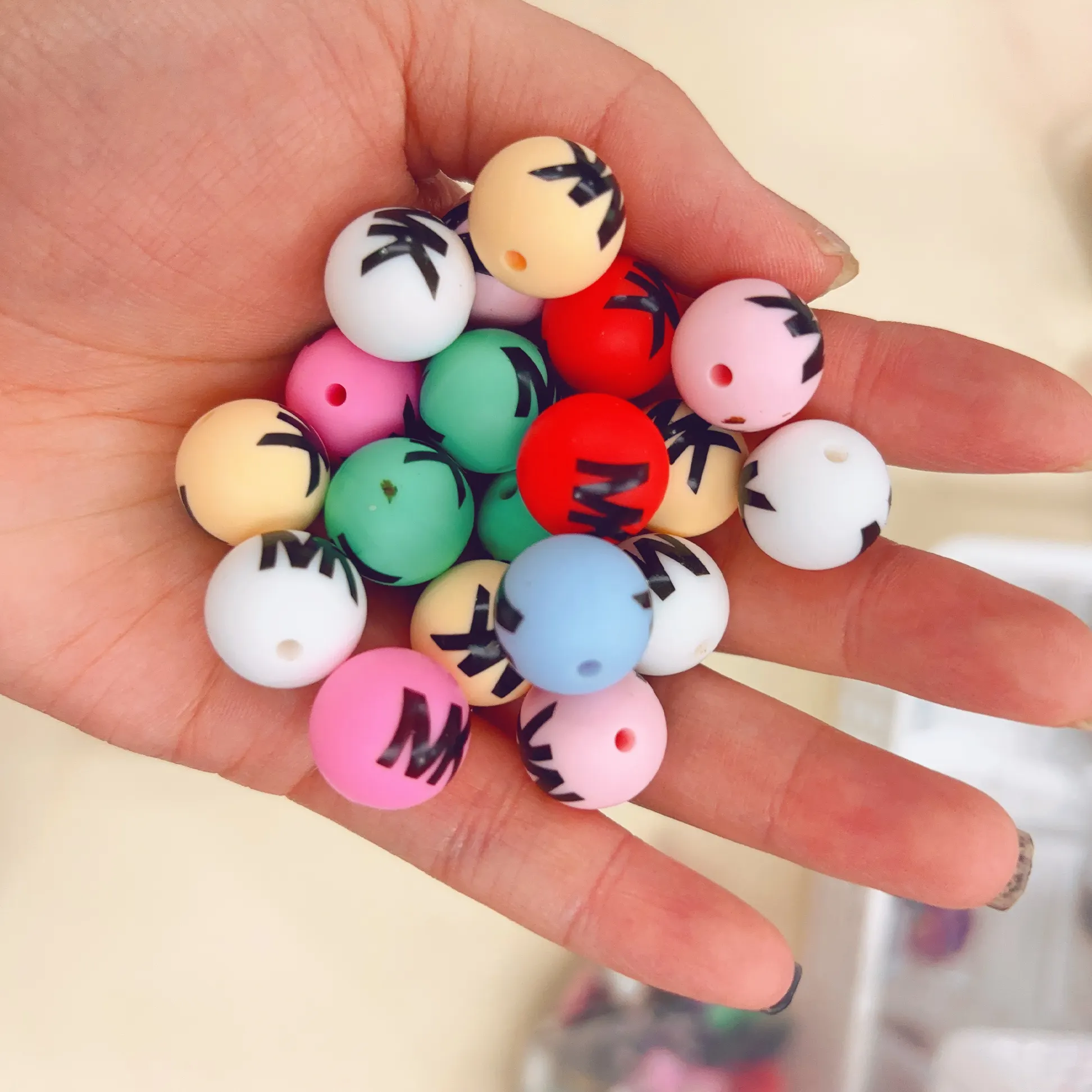 Fast Shipping Eco-friendly Designer Silicone Beads Chewable Hexagon Bead Baby Teething Toys and Pens for Jewelry Making