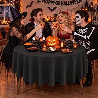 Nappe de table pour fête d'Halloween, ronde de 84 pouces, noire, imperméable, pour costume, mascarade, dîner du Nouvel An