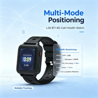 Montre connectée d'urgence 4G L26 étanche IP67 avec localisateur de sécurité en temps réel et alarme de santé pour personnes âgées
